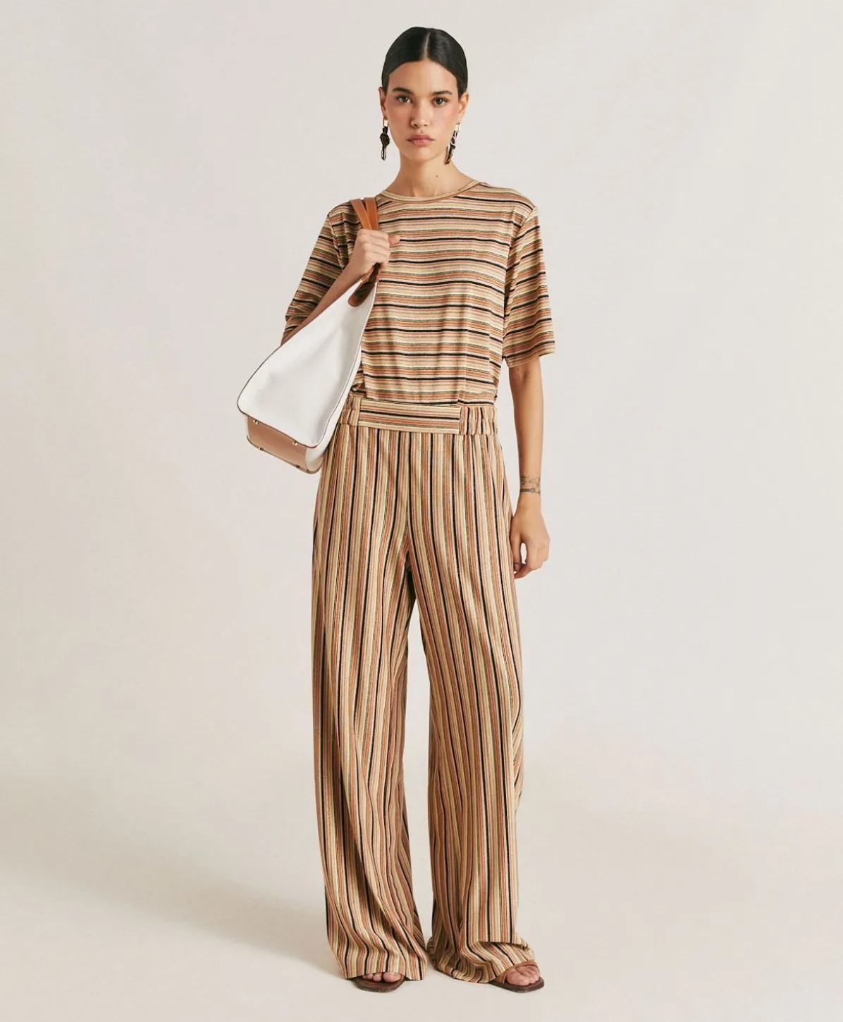 Baccarat Pantalon Raye En Jersey Lurex - Rouille Multicolore