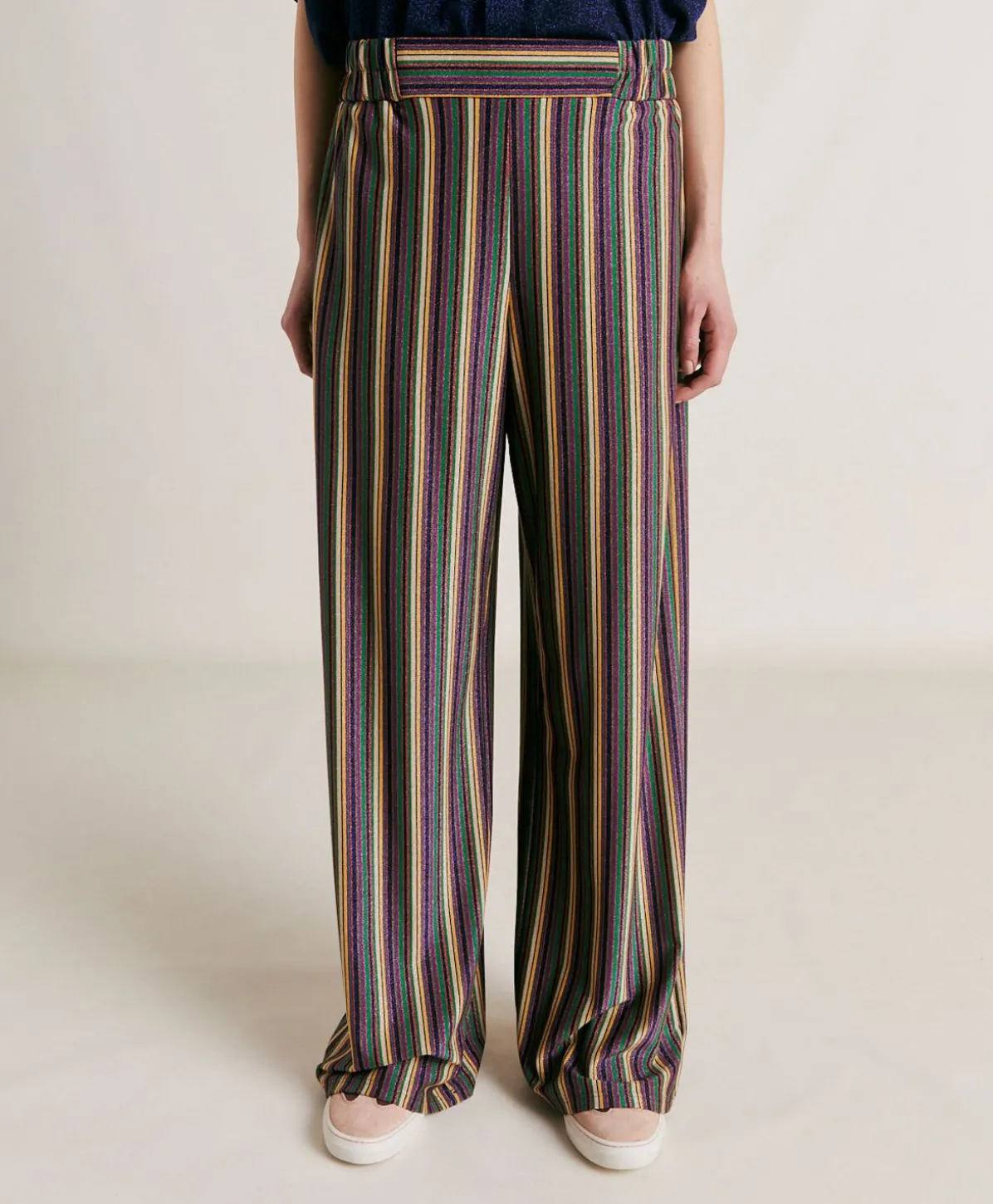 Baccarat Pantalon Raye En Jersey Lurex - Vert Multicolore