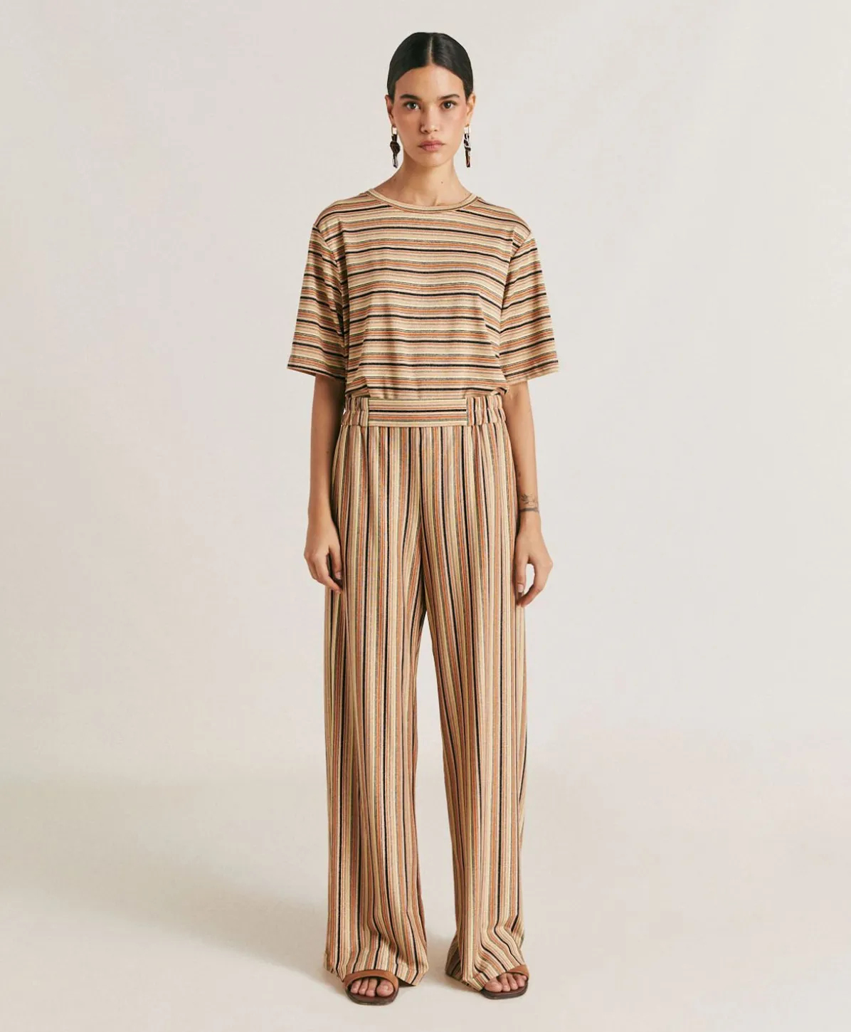 Baccarat Pantalon Raye En Jersey Lurex - Rouille Multicolore