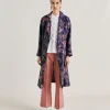 Bados Trench-Coat En Serge De Soie - Multicolore Bleu Nuit