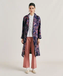 Bados Trench-Coat En Serge De Soie - Multicolore Bleu Nuit