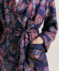 Bados Trench-Coat En Serge De Soie - Multicolore Bleu Nuit