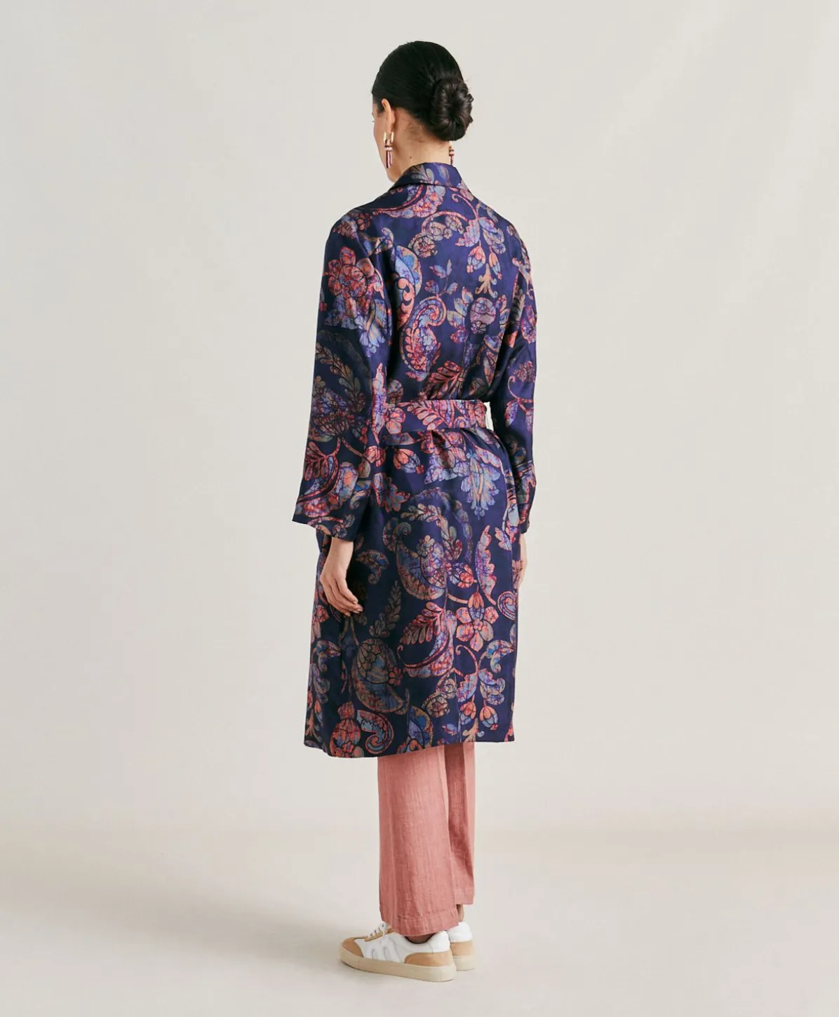 Bados Trench-Coat En Serge De Soie - Multicolore Bleu Nuit