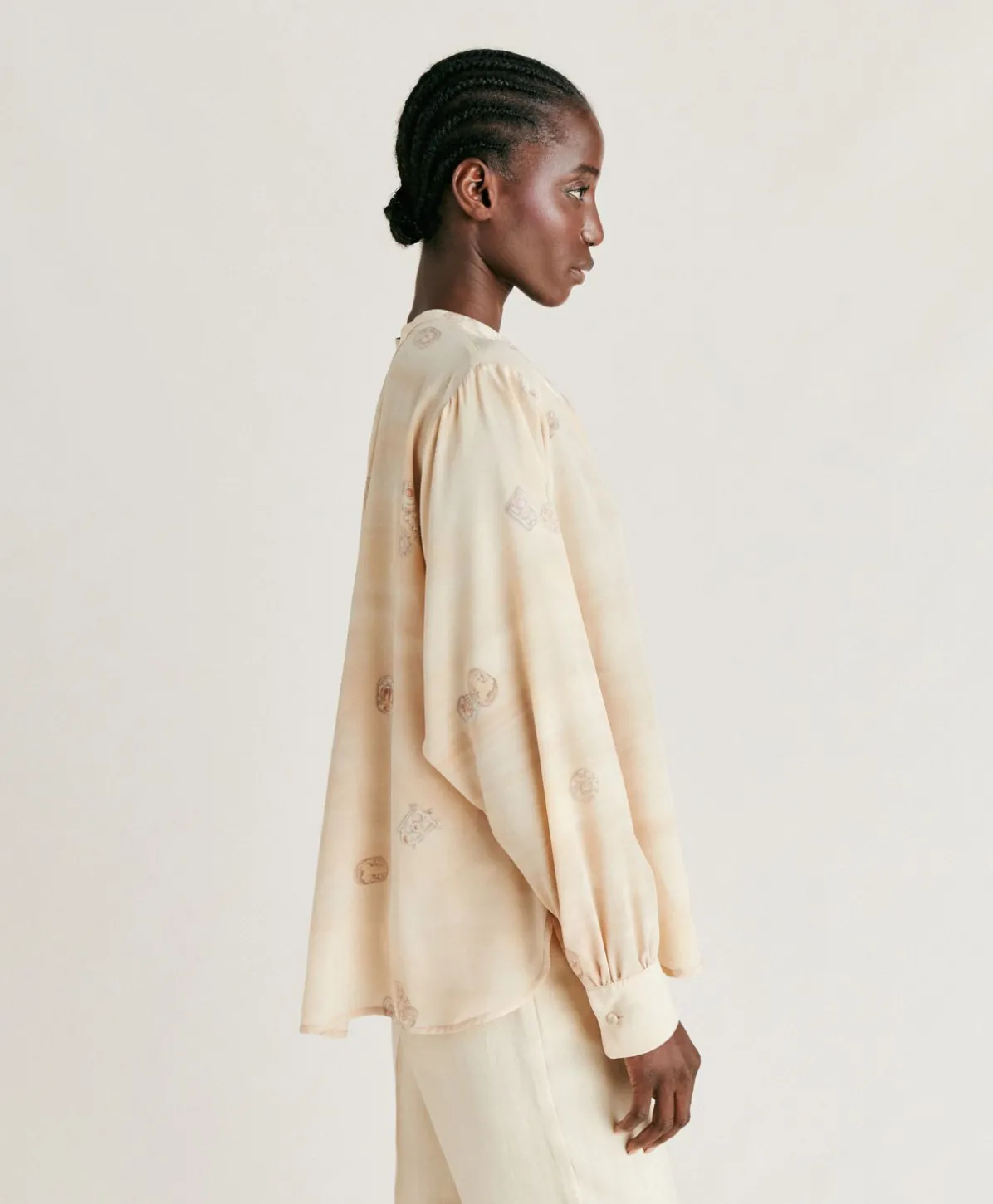 Blouse Alisha En Crepe De Chine - Beige Multicolore