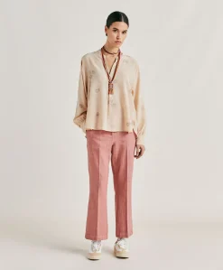 Blouse Alisha En Crepe De Chine - Beige Multicolore