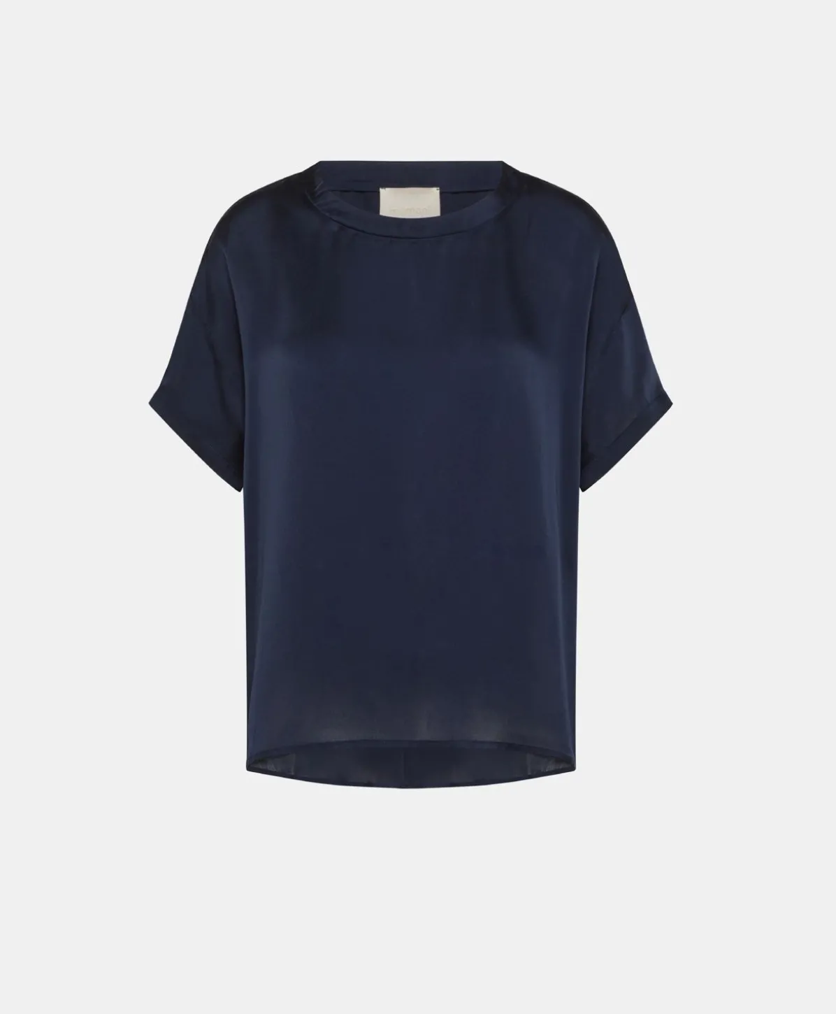 Blouse Alonso En Soie Unie - Bleu Nuit