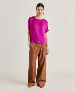 Blouse Alonso En Soie Unie - Cyclamen