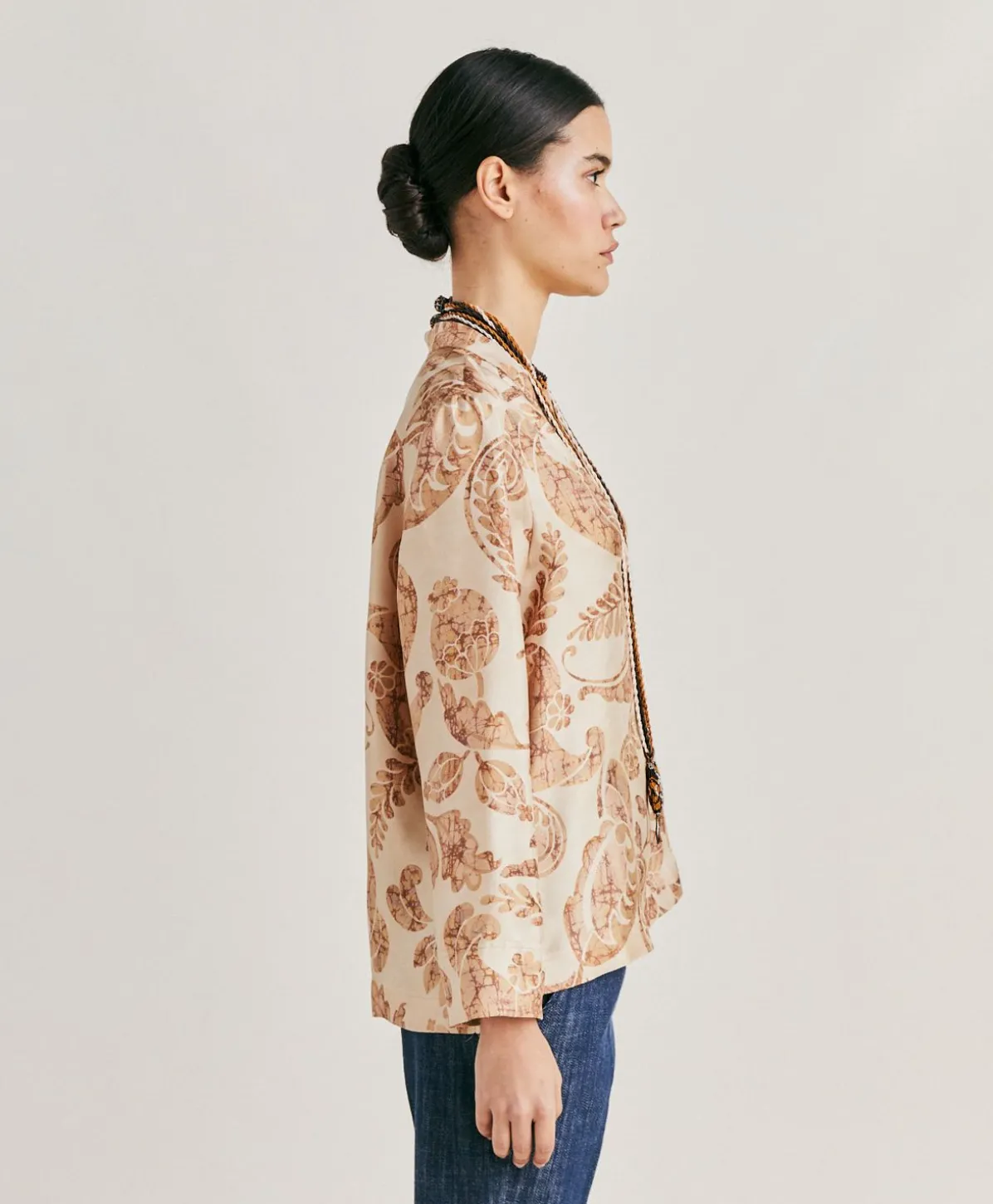 Blouse Ambroise En Twill De Soie - Poudre Multicolore