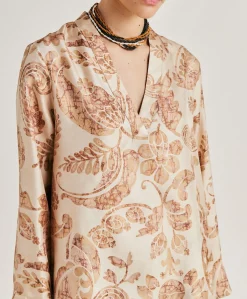 Blouse Ambroise En Twill De Soie - Poudre Multicolore