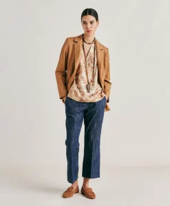 Blouse Ambroise En Twill De Soie - Poudre Multicolore