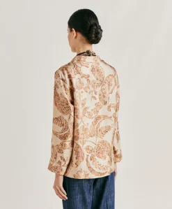 Blouse Ambroise En Twill De Soie - Poudre Multicolore