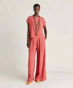 Blouse Curacao En Acetate De Soie - Amarante