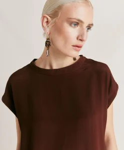 Blouse Curacao En Acetate De Soie - Chocolat