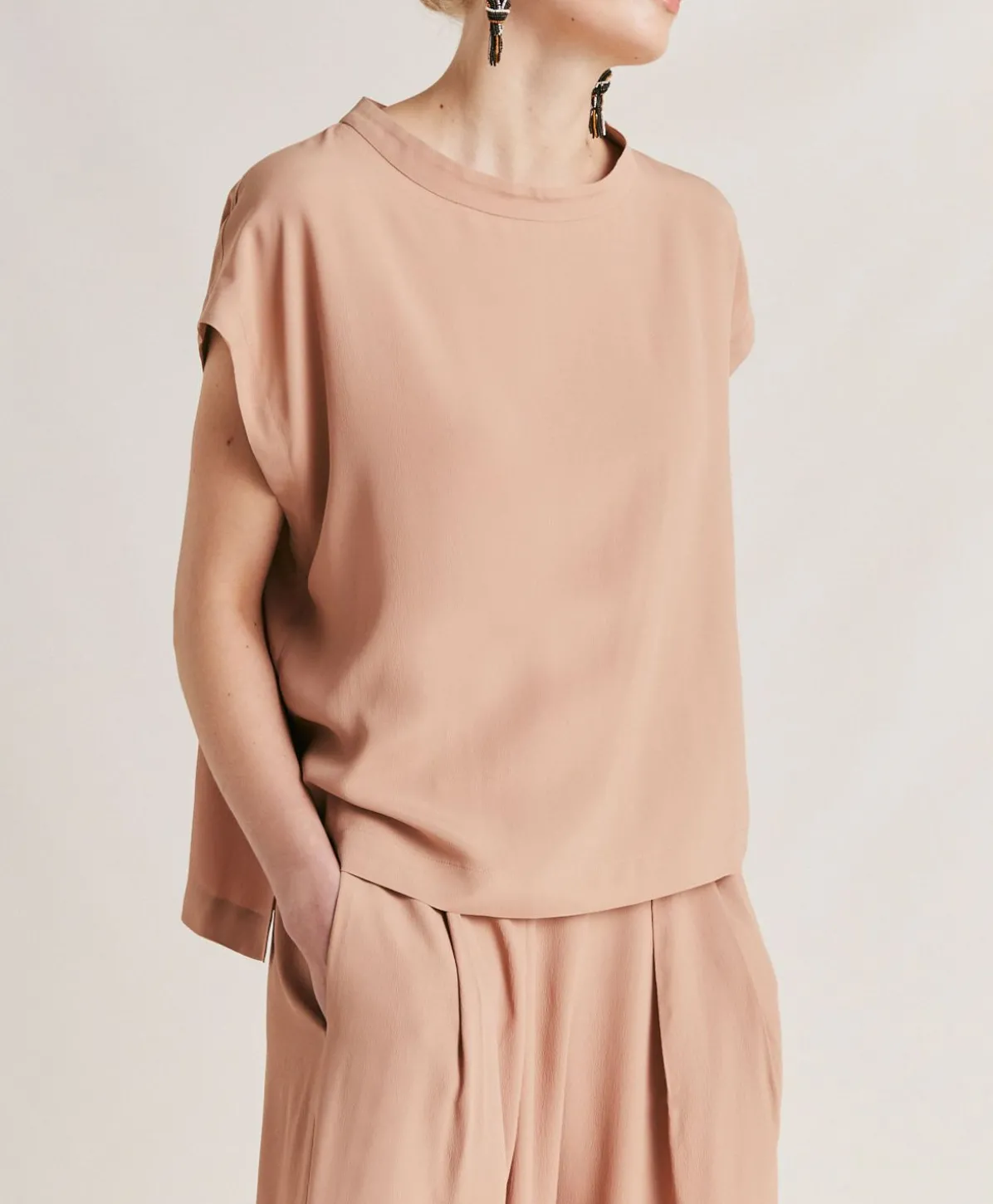 Blouse En Acetate De Soie Curacao - Nude