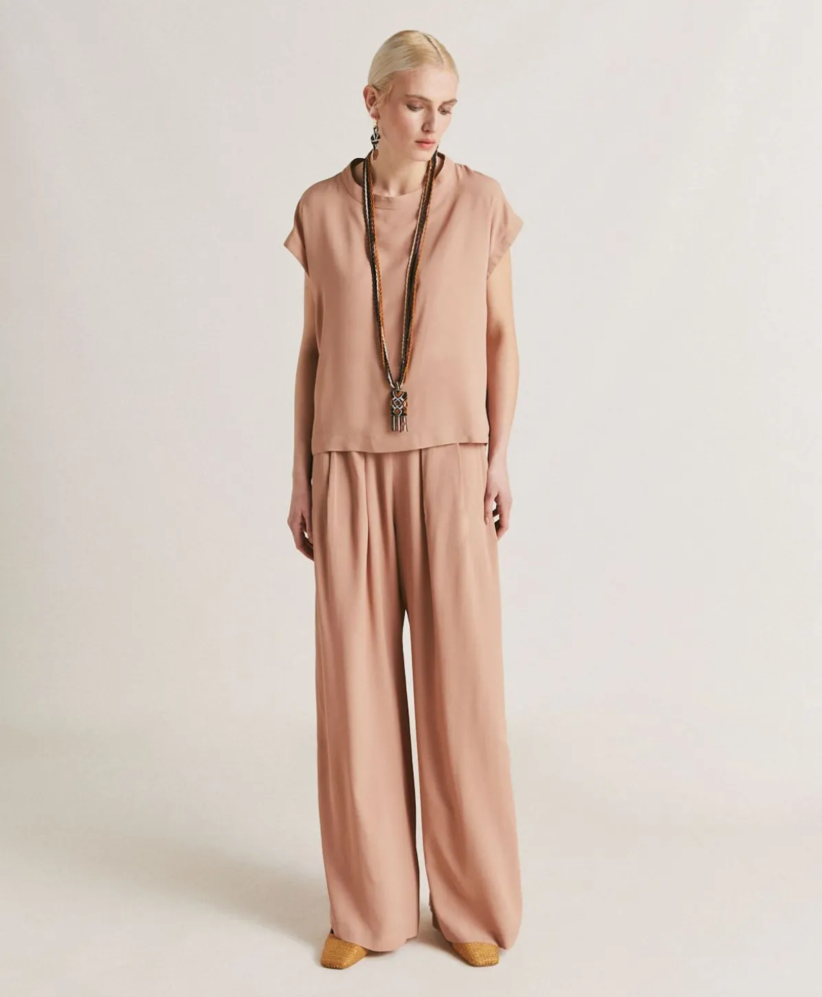Blouse En Acetate De Soie Curacao - Nude