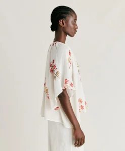 Blouse En Gaze Tarida - Creme/Cerise Noire