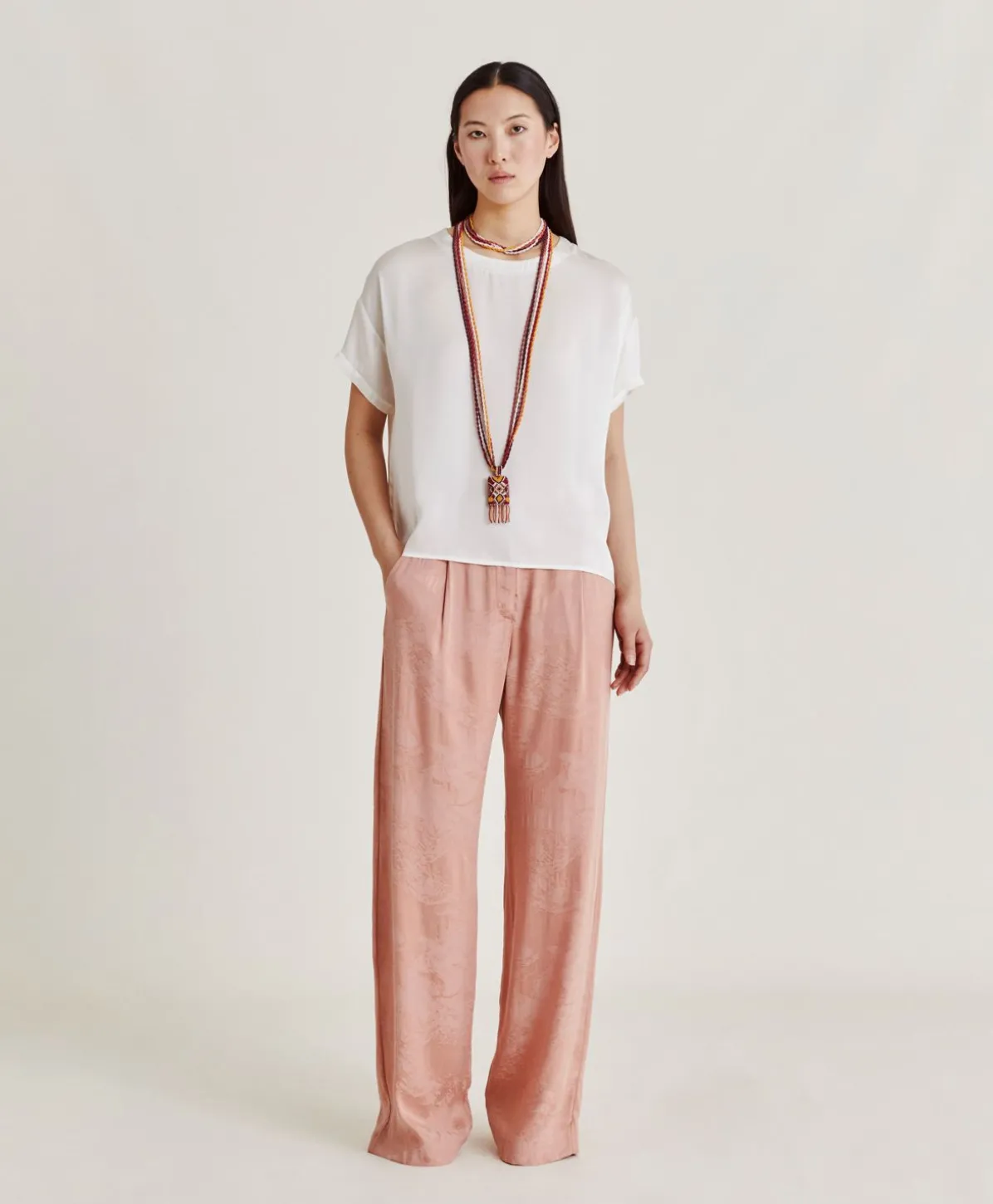 Blouse En Soie Et Acetate De Curacao - Creme