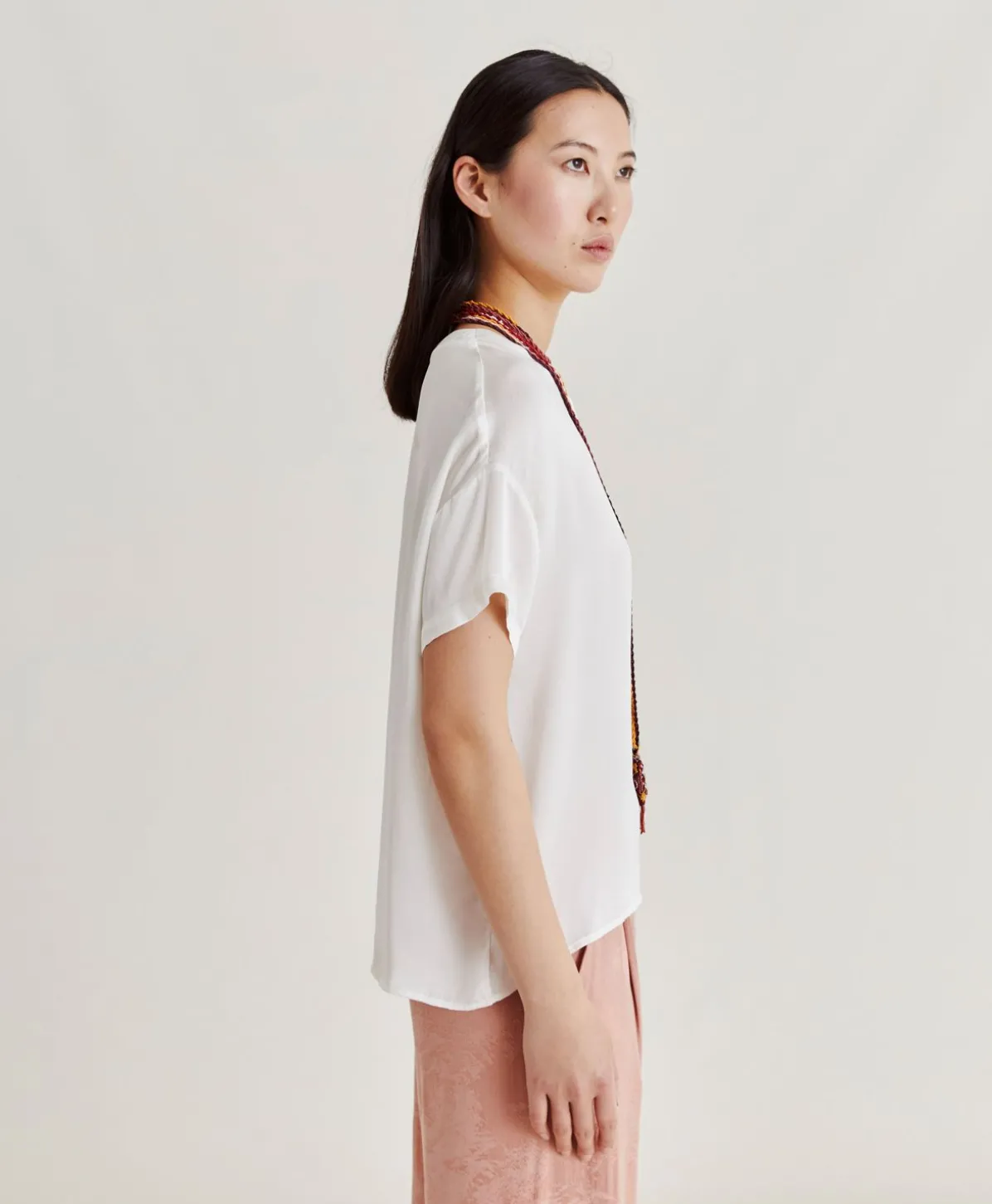 Blouse En Soie Et Acetate De Curacao - Creme