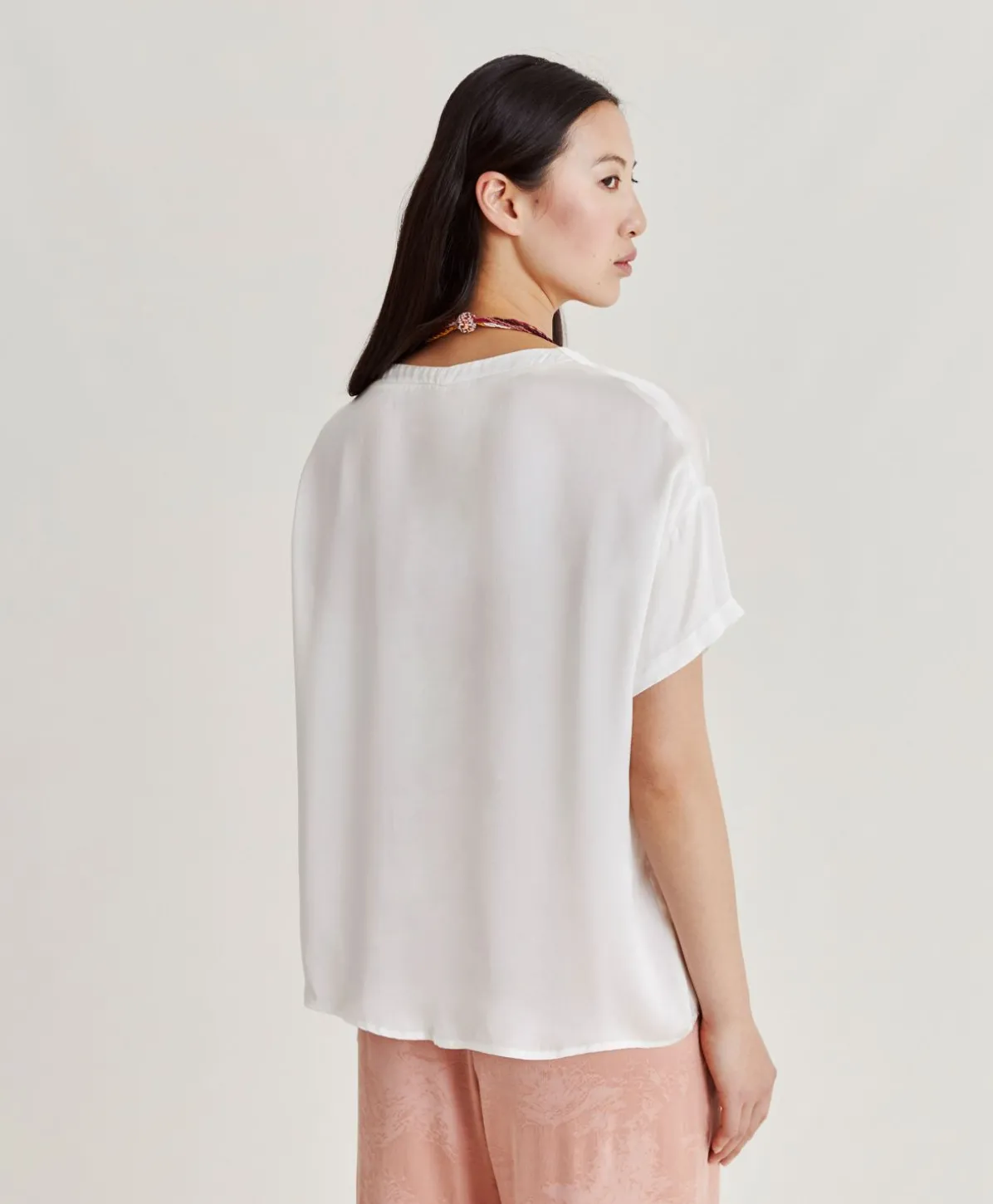 Blouse En Soie Et Acetate De Curacao - Creme