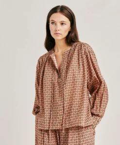 Blouse Gypsofilia En Voile De Coton Imprime - Corail