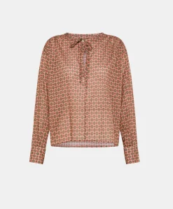 Blouse Gypsofilia En Voile De Coton Imprime - Corail
