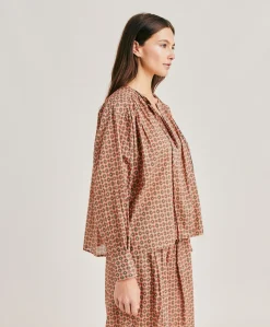 Blouse Gypsofilia En Voile De Coton Imprime - Corail