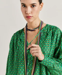 Blouse Gypsofilia En Voile De Coton Imprime - Emeraude