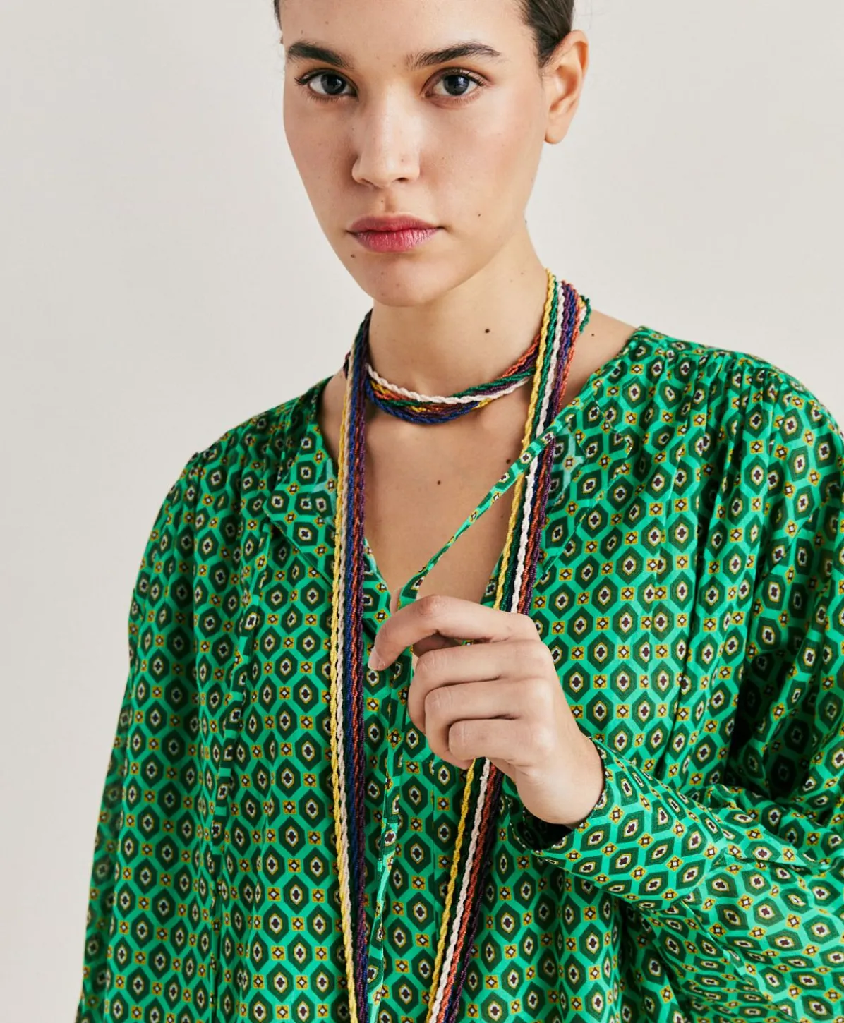 Blouse Gypsofilia En Voile De Coton Imprime - Emeraude