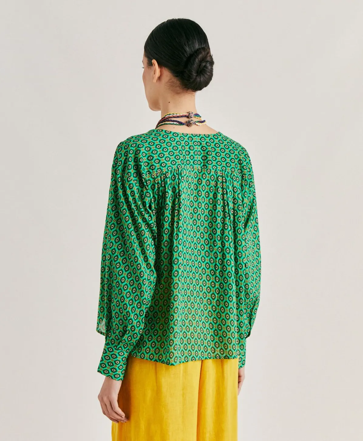 Blouse Gypsofilia En Voile De Coton Imprime - Emeraude