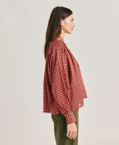 Blouse Gypsophilia En Voile De Coton Imprime - Rouge