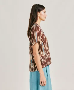 Blouse Osmanto En Lin Viscose Imprime - Cacao Multicolore
