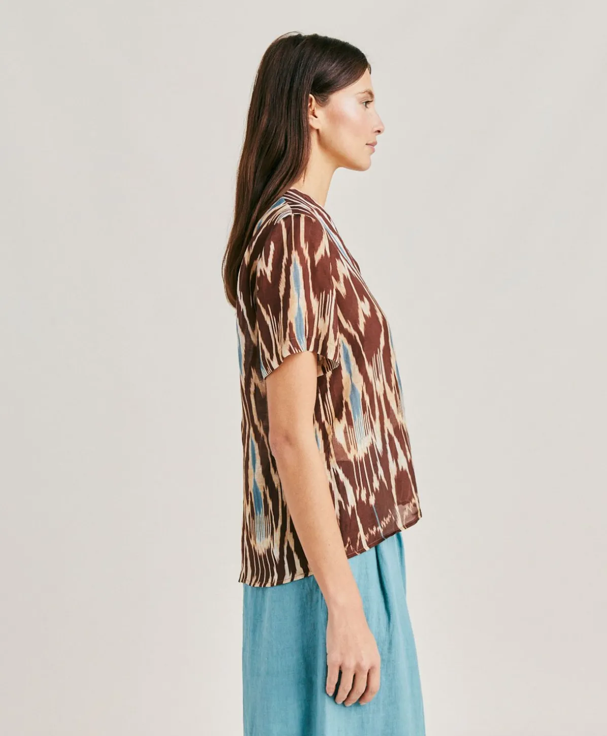 Blouse Osmanto En Lin Viscose Imprime - Cacao Multicolore