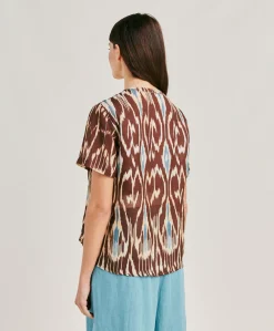 Blouse Osmanto En Lin Viscose Imprime - Cacao Multicolore
