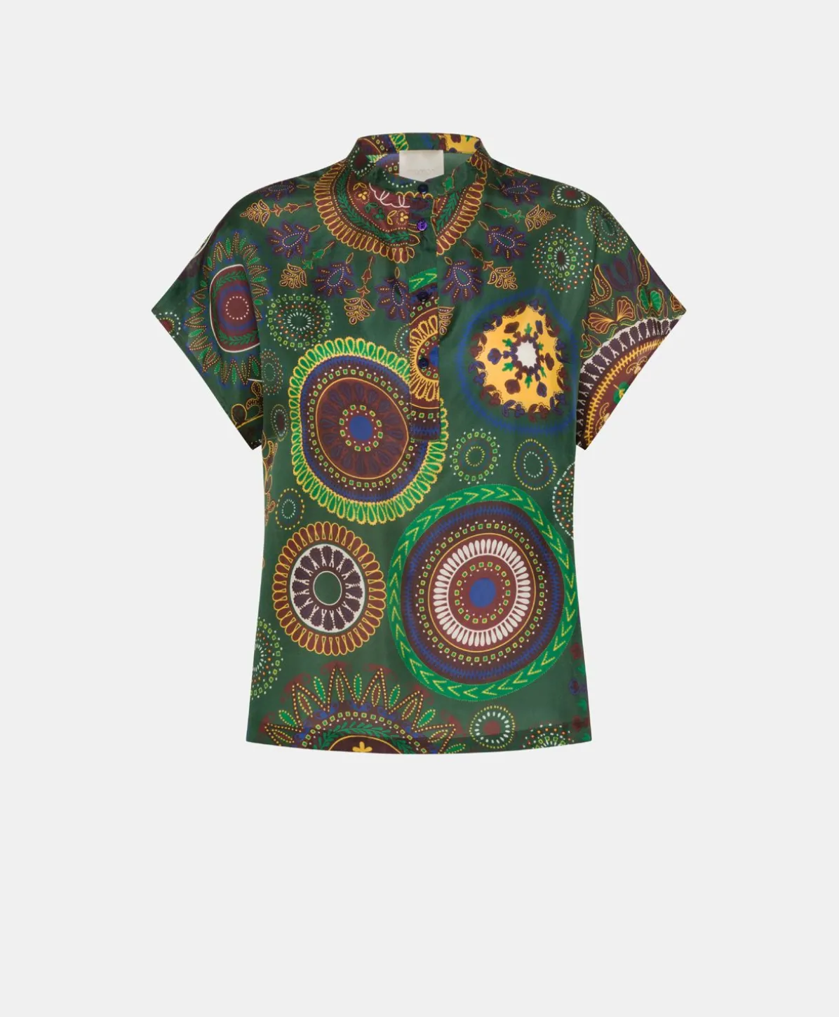Blouse Paso En Soie Haboutai - Vert Multicolore