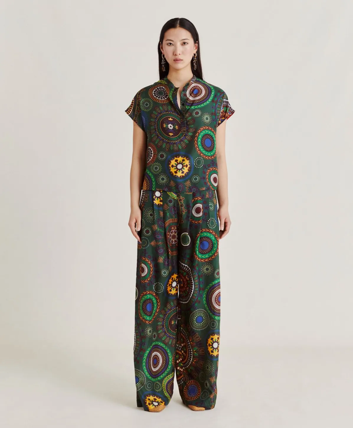 Blouse Paso En Soie Haboutai - Vert Multicolore