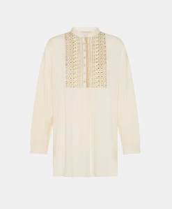 Blouse Raphael En Voile De Coton Brode - Creme