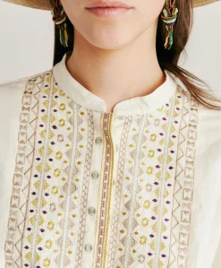 Blouse Raphael En Voile De Coton Brode - Creme
