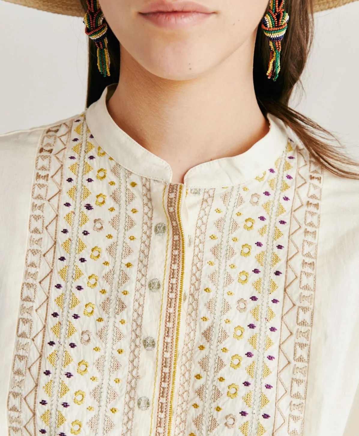 Blouse Raphael En Voile De Coton Brode - Creme