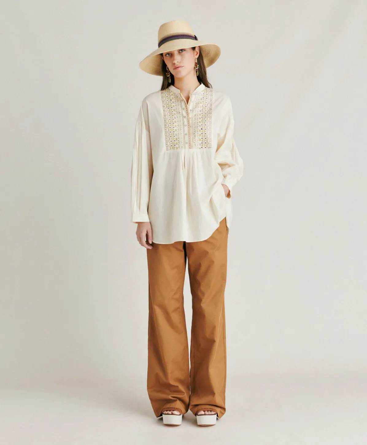 Blouse Raphael En Voile De Coton Brode - Creme