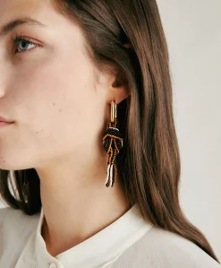 Boucles D'Oreilles Nodu Avec Perles - Cacao Multicolore