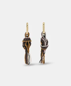 Boucles D'Oreilles Nodu Avec Perles - Cacao Multicolore