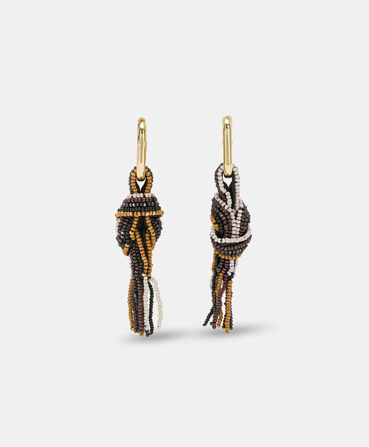 Boucles D'Oreilles Nodu Avec Perles - Cacao Multicolore