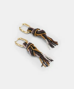 Boucles D'Oreilles Nodu Avec Perles - Cacao Multicolore