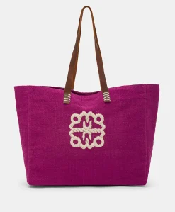 Cabas Paraguan En Toile Avec Broderie - Cyclamen