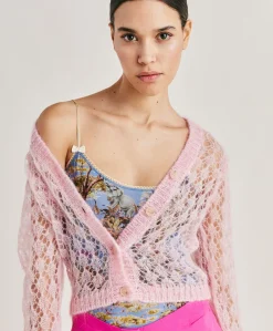 Cardigan Altea En Mohair Doux - Rose Bebe
