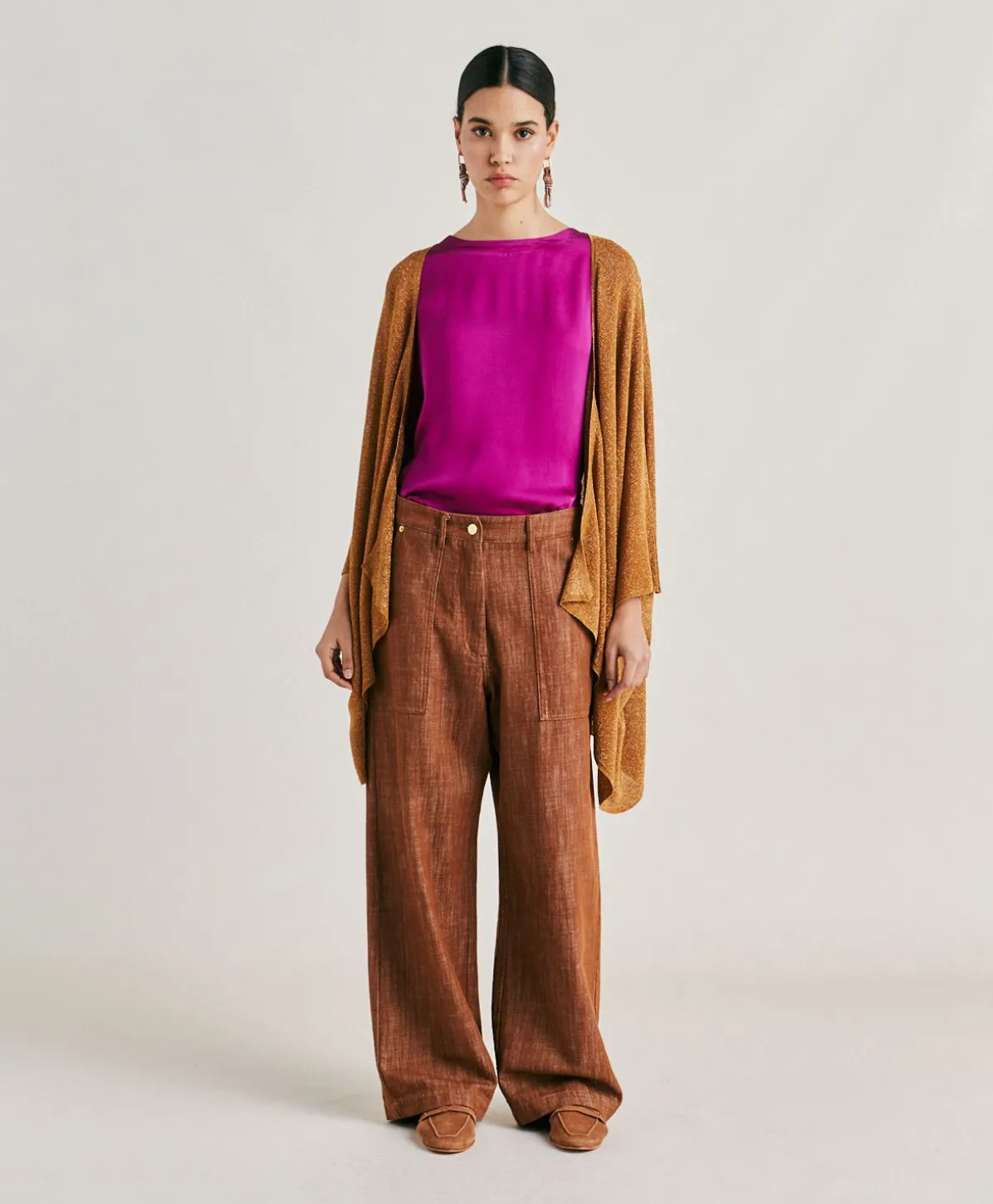Cardigan Divina Perlata Lurex - Caramel