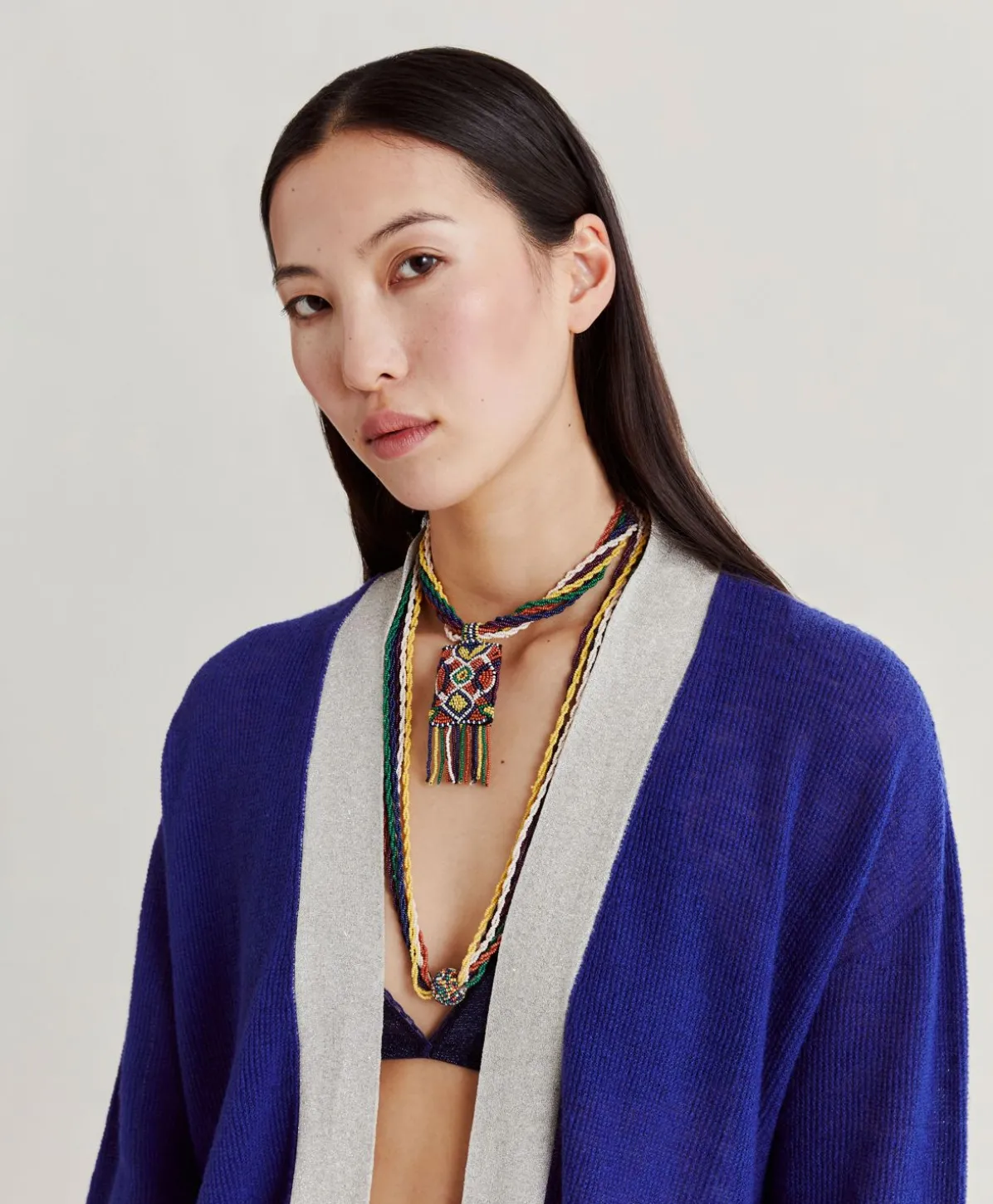 Cardigan Flossy Perle Details Lurex - Bluette
