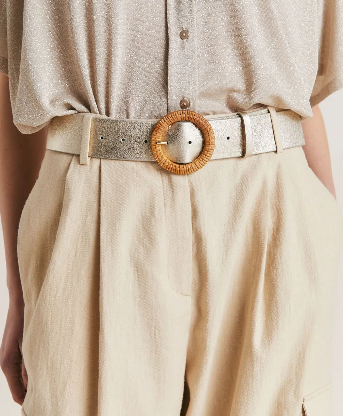 Ceinture En Cuir Adah - Or Clair