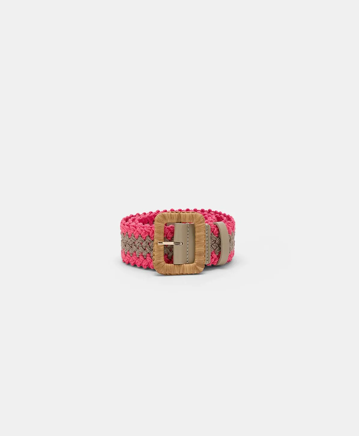 Ceinture Malika Avec Boucle En Raphia - Sable/Rose