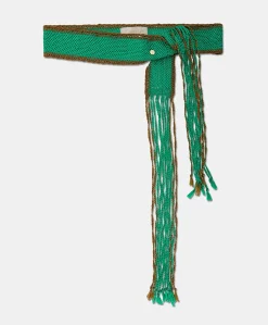 Ceinture Millor Avec Franges - Emeraude/Cigare
